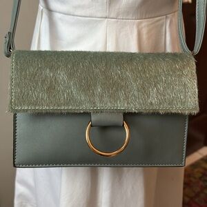 Holiday mint Crossbody bag  NWOT shoulder bag  vegan leather mint green faux hai